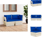 vidaXL Pallet hoekbank - Polyester kussens - Geïmpregneerd vurenhout - 60x60x65cm - Tuinset