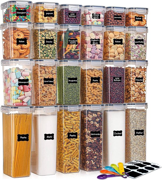 Set van 8 voorraaddozen, keuken, opbergdoos voor de keuken, met