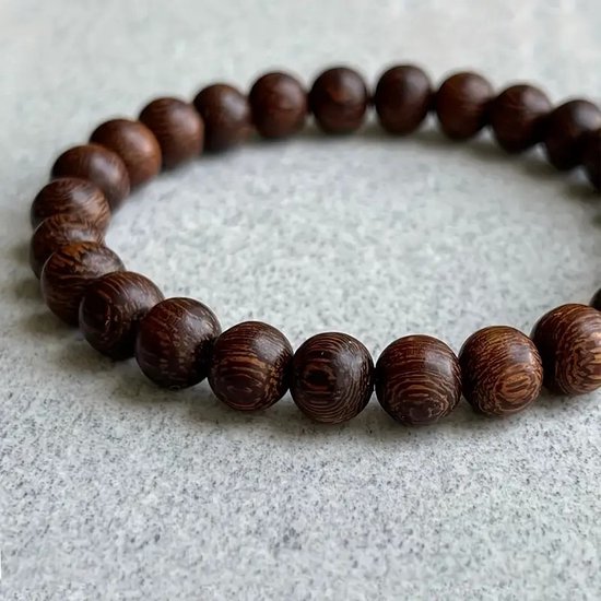 Natural Dark Wood Beads Bracelet