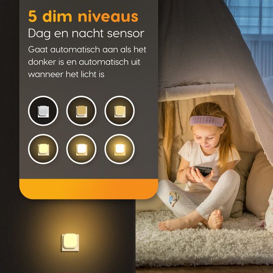 LUSQ® - Dimbare Babykamer Nachtlampjes - Warm Wit - 2 Stuks - Premium Set Wit - Incl. Stopcontactbeschermers van LUSQ® — afbeelding 4