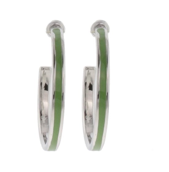 Behave Oorbellen- oorringen - oorstekers - zilver kleur - groen - 3.2cm