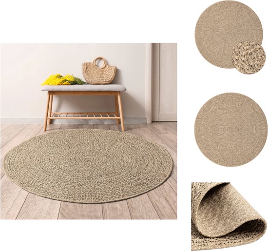 vidaXL Tapis aspect jute - 90 cm - Résistant aux UV - Design rond - Tapis