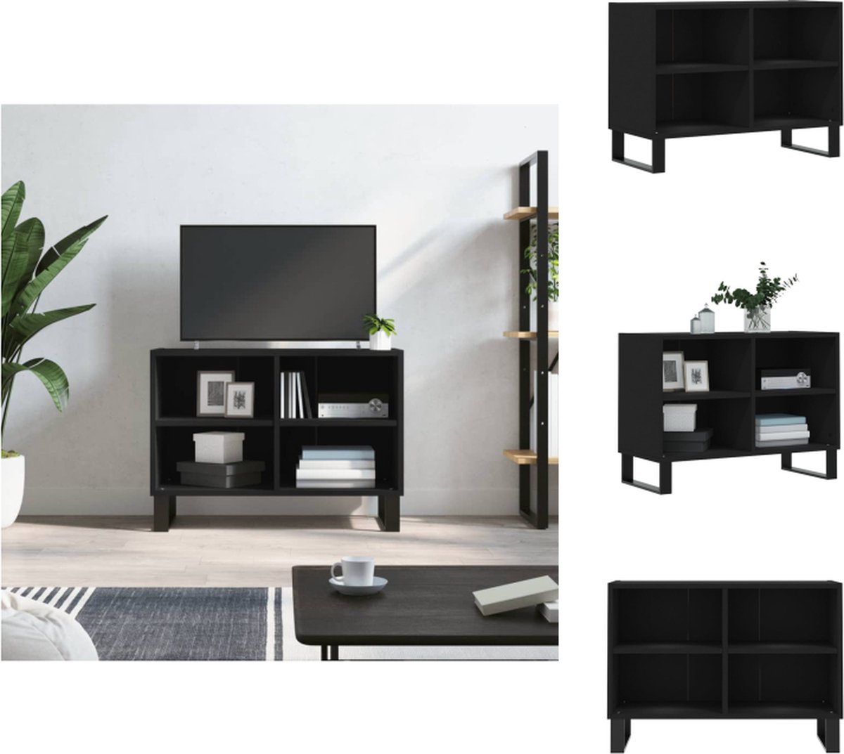 VidaXL TV-meubel bewerkt hout 69.5 x 30 x 50 cm zwart Kast