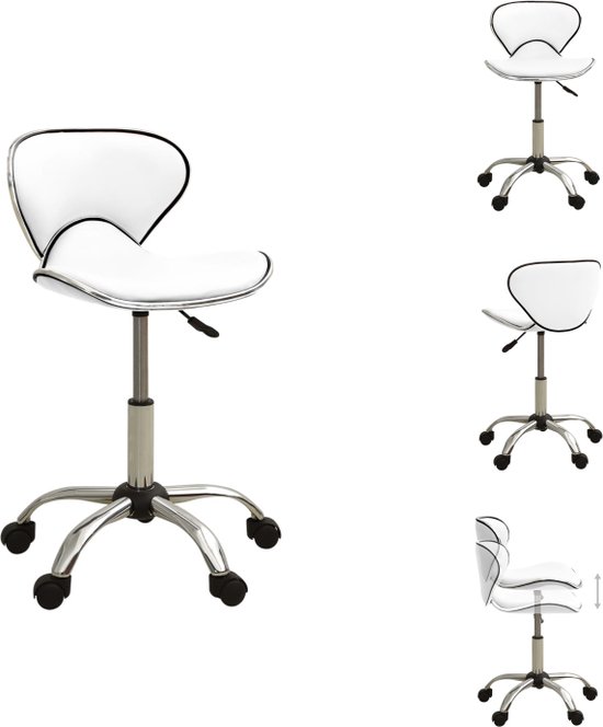 vidaXL Kantoorstoel - Zitcomfort - 360 graden draaibaar - Wit Kunstleer - 46.5x48.5x(69.5-83.5)cm - 110kg - Bureaustoel