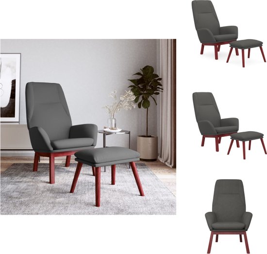 vidaXL Relaxstoel met voetenbank - Donkergrijs - 70x77x94 cm - Duurzaam materiaal - Fauteuil