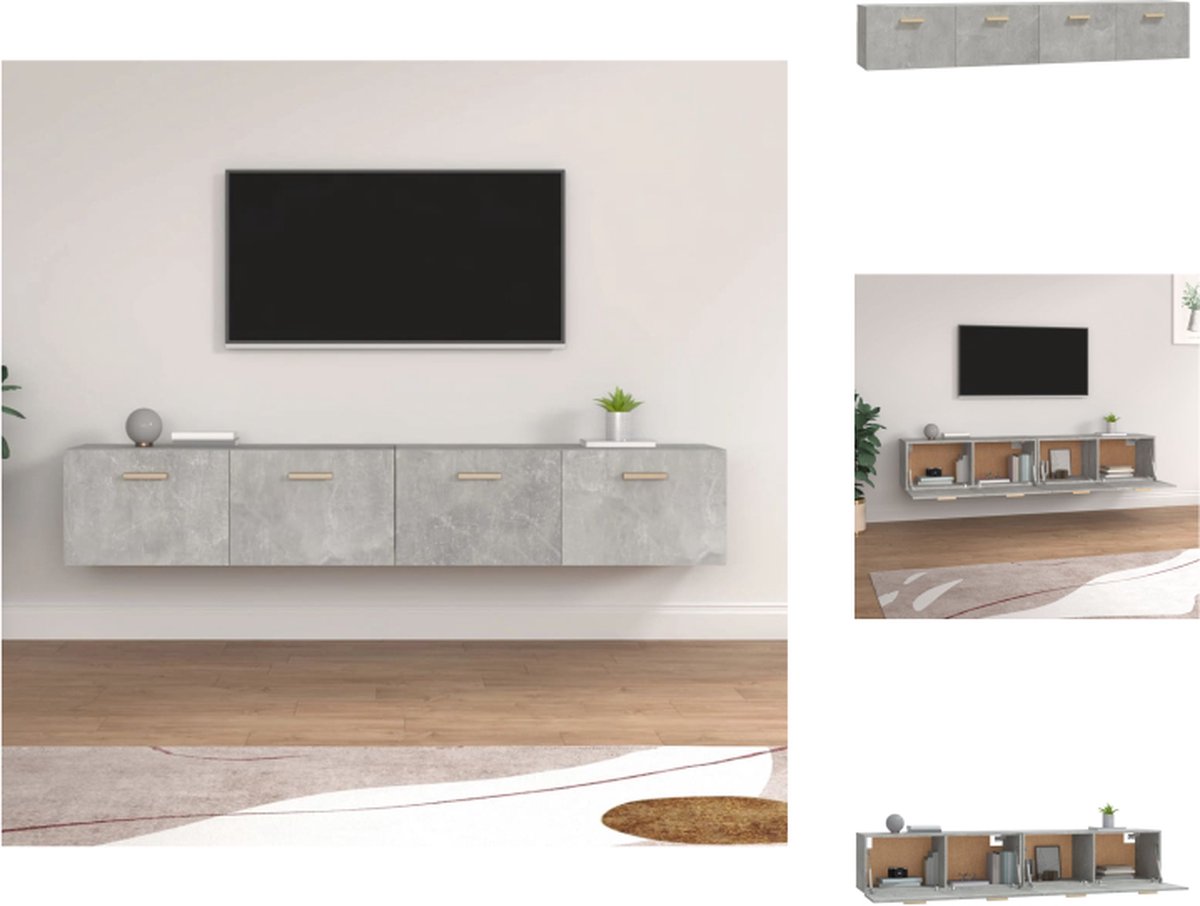 VidaXL Wandkast Betongrijs 100x36.5x35 cm Hoogwaardig hout 2 vakken Kast