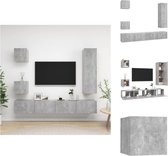 vidaXL TV-meubelset - Betongrijs - Spaanplaat - Montage vereist - 1x 30.5x30x110cm - 2x 100x30x30cm - 2x 30.5x30x30cm - Kast