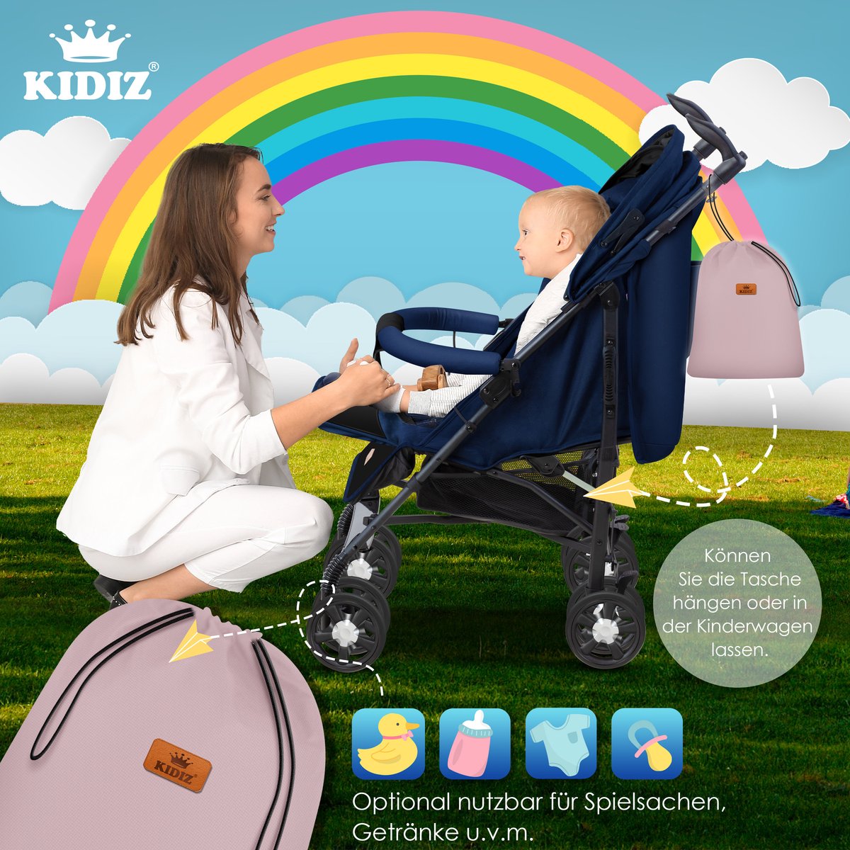 KIDIZ® Voetenzak voor Autostoeltje en Buggy met Ritssluiting - Baby Slaapzak Deken voor Maxi-Cosi & Wandelwagen / Kinderwagen - Roségoud – foto 2