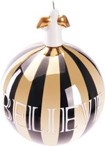 BRUBAKER Premium Kerstbal Geloof Goud Zwart - 3,9 Inch (10 Cm) Glazen Kerstbal Met Porselein Engel Figuur - Handgeschilderde Kerstbal - Kerstboom Decoratie