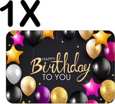BWK Luxe Placemat - Verjaardag - Balonnen - Happy Birthday - Set van 1 Placemats - 45x30 cm - 2 mm dik Vinyl - Anti Slip - Afneembaar