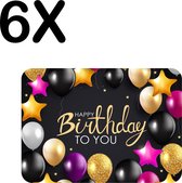 BWK Luxe Placemat - Verjaardag - Balonnen - Happy Birthday - Set van 6 Placemats - 40x30 cm - 2 mm dik Vinyl - Anti Slip - Afneembaar