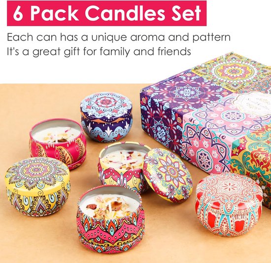 Geurkaarsen set scented candles, aroma candles, candle gift set6 bol