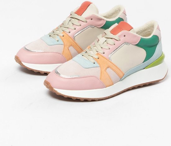 Manfield - Dames - Roze sneaker met gekleurde details - Maat 36 | bol