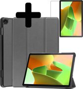Hoes Geschikt voor Lenovo Tab M10 (3rd gen) Hoes Luxe Hoesje Book Case Met Screenprotector - Hoesje Geschikt voor Lenovo Tab M10 (3e gen) Hoes Cover - Grijs