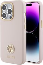 Guess 4G Silicone Metal Logo Back Case - Geschikt voor Apple iPhone 15 Pro (6.1") - Roze