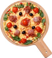 Bamboe Pizzabord, 30 cm, Snijplank, Serveerplank met Handvat, Tarte Flambée Bord, Pizzabord, Pizzaschep voor Biefstuk, Taart, Pizza, Antipasti, Fruit.