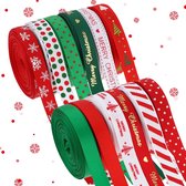 12 rollen kerstlinten voor geschenkverpakking, 60 meter kerstbedrukt grosgrain-lint voor kerstcadeauverpakking, haarstrikken maken, doe-het-zelf knutselen, naaien, wintervakantie-decoraties