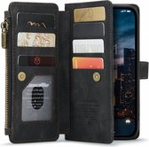 CaseMe C30 Hoesje Geschikt voor Apple iPhone 14 Pro Max | Wallet Zipper Book Case met Pasjeshouder | Beschermhoes met Portemonnee | Zwart
