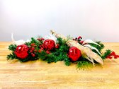 TableBloom - Exclusief kerstversiering - Luxe Kerstslinger / Guirlande Versierd - Kerstballen - Klassiek Kerst Rood - Prachtige Glitter Pauw - 80cm - Rode Bessen