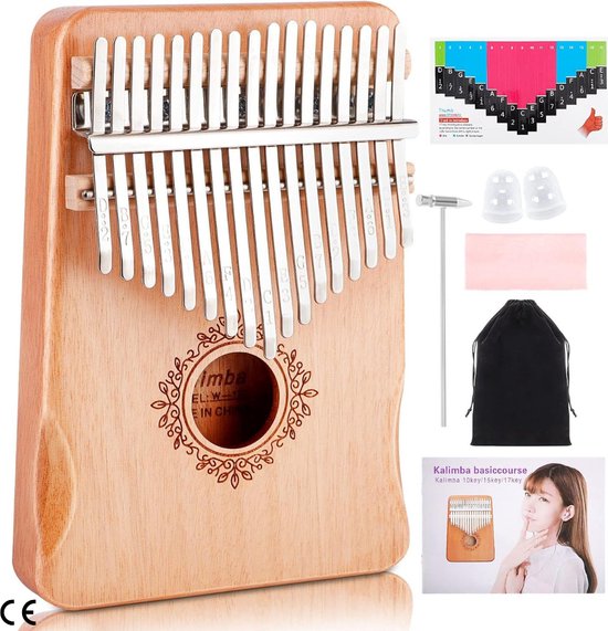 Foto: 17 toetsen inch draagbare kalimba piano professioneel muziekinstrument met accessoires en instructie perfect cadeau voor kinderen volwassenen en beginners