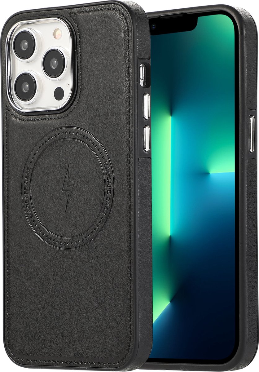 sulada soft case tpu / leder en shokproof met magnetische ring de geschikt voor Apple iphone 13 pro max zwart