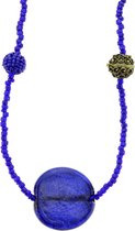 Behave Long collier de perles bleues avec grosses perles de verre