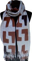 Dames warme sjaal met print herfst/winter SQ23-4 180x68CM Beige-roestbruin