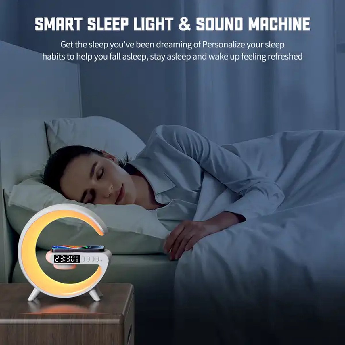 Portable Bluetooth Speaker with Light, Digital Alarm Clock, MP3 Player, White Noise Machine, Sleep Aid with Timer, 48 RGB Color Change, Smart Touch Control Night Light, Gifts for Girls, Young