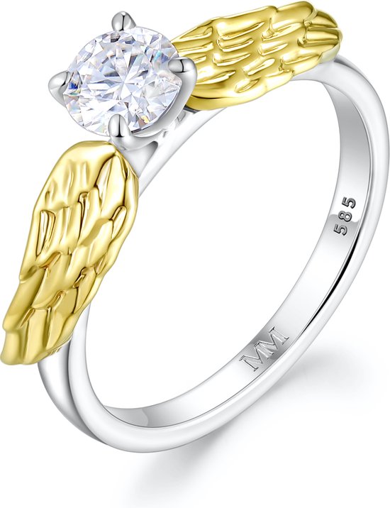 Feathra - 14k Geelgouden Harry Potter Gouden Snaai Moissanite Ring met Gevleugelde Accenten - 3 karaat