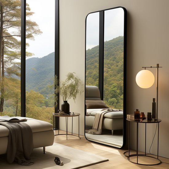 RG Passpiegel Tokyo X Deluxe - Zwart - Wandspiegel - Staande Spiegel - Rechthoekige spiegel - Spiegel staand - Spiegel Hangend