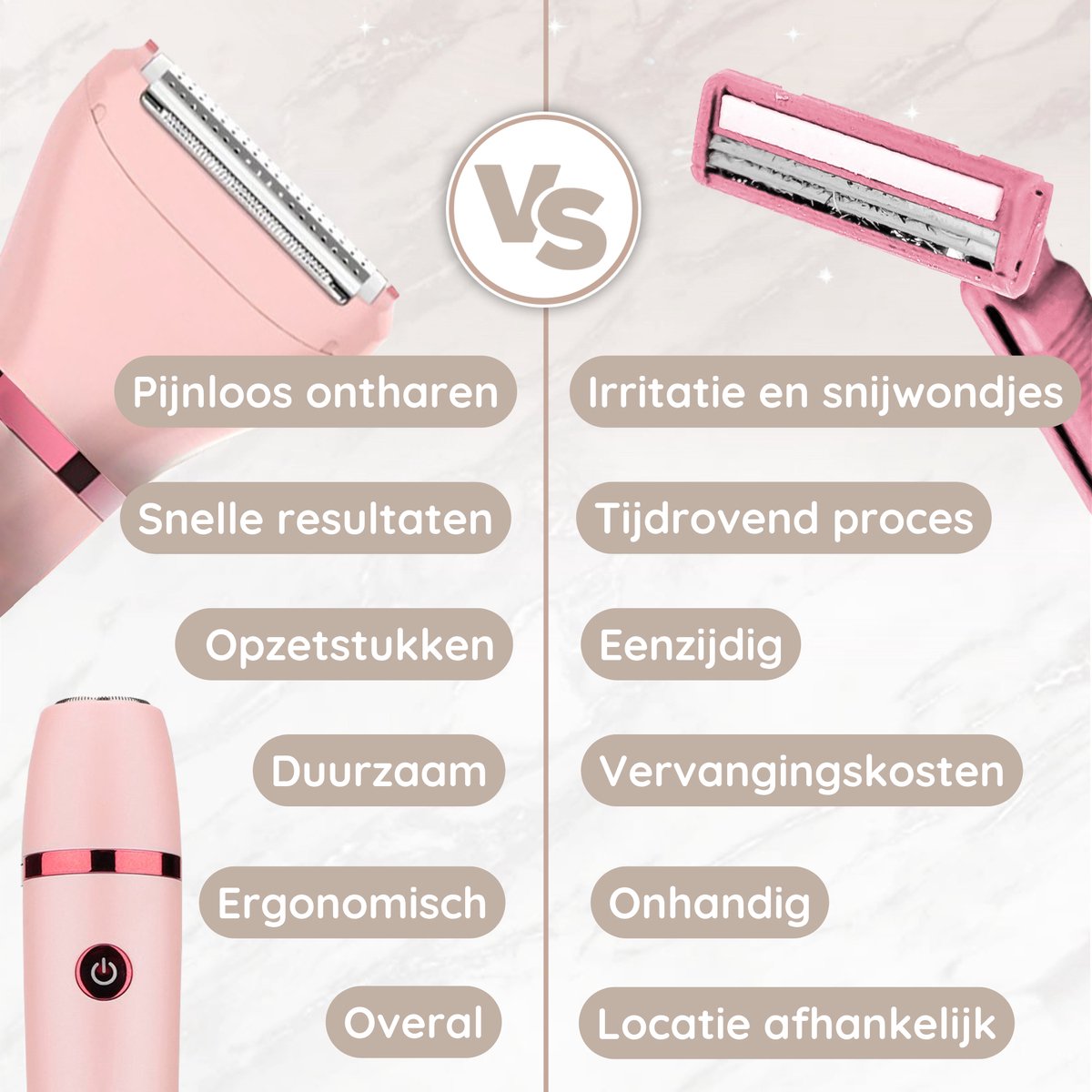 2-in-1 Ladyshave Gezicht - Oksels - Benen - Bikinilijn - Scheerapparaat Vrouw - Ontharingsapparaat Electrisch Ontharen - Gezichtsontharing Dames - Trimmer Vrouw - Ladyshaves Bikini - USB Oplaadbaar — afbeelding 2