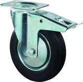 Roulette fixe Westfalia avec pneus en caoutchouc plein + frein, diamètre 125 mm