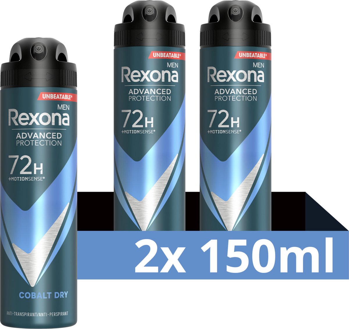 Goedkoopste Rexona Men Advanced Protection Anti-Transpirant Deodorant Spray - Cobalt Dry - met MotionSense Technologie - 2 x 150 ml