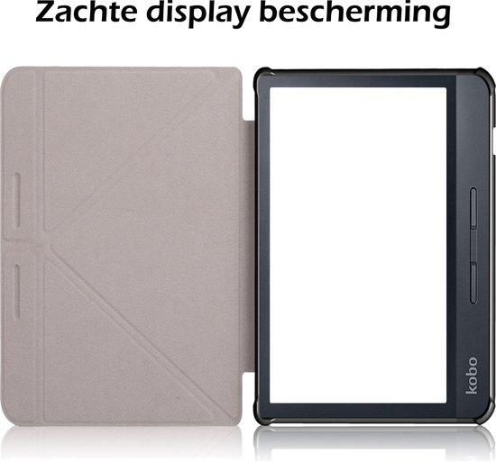 Hoesje Geschikt voor Kobo Libra 2 Hoes Book Case Trifold - Hoes Geschikt voor Kobo Libra 2 Hoesje Book Cover Met Screenprotector - Donkerblauw van Hoesje  — afbeelding 4