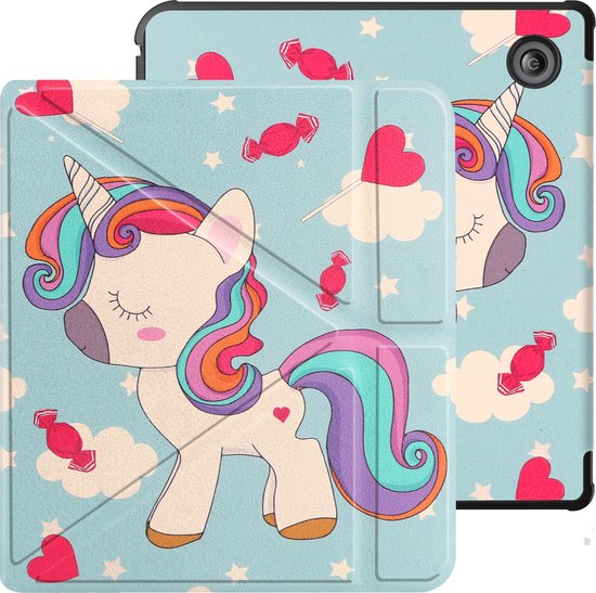 Hoesje Geschikt voor Kobo Libra 2 Hoesje Luxe Bescherm Case Trifold Met Screenprotector - Hoes Geschikt voor Kobo Libra 2 Hoes Book Cover - Eenhoorn van Hoesje  — afbeelding 4
