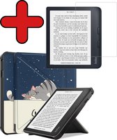 Housse adaptée à Kobo Libra 2, étui de Luxe avec protecteur d'écran - Kobo Libra 2 Sleepcover Book Case - Chat