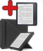 Hoesje Geschikt voor Kobo Libra 2 Hoesje Luxe Bescherm Case Trifold Met Screenprotector - Hoes Geschikt voor Kobo Libra 2 Hoes Book Cover - Zwart