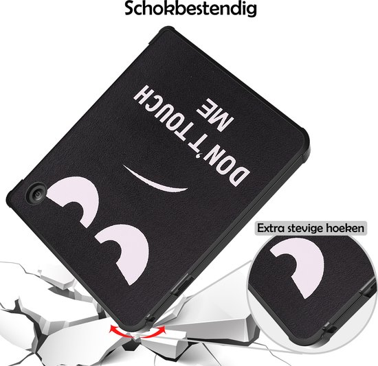 Hoesje Geschikt voor Kobo Libra 2 Hoes Bescherm Hoesje Case Sleep Cover Trifold Met Screenprotector - Hoes Geschikt voor Kobo Libra 2 Hoesje - Don't Touch Me van Hoesje  — afbeelding 5