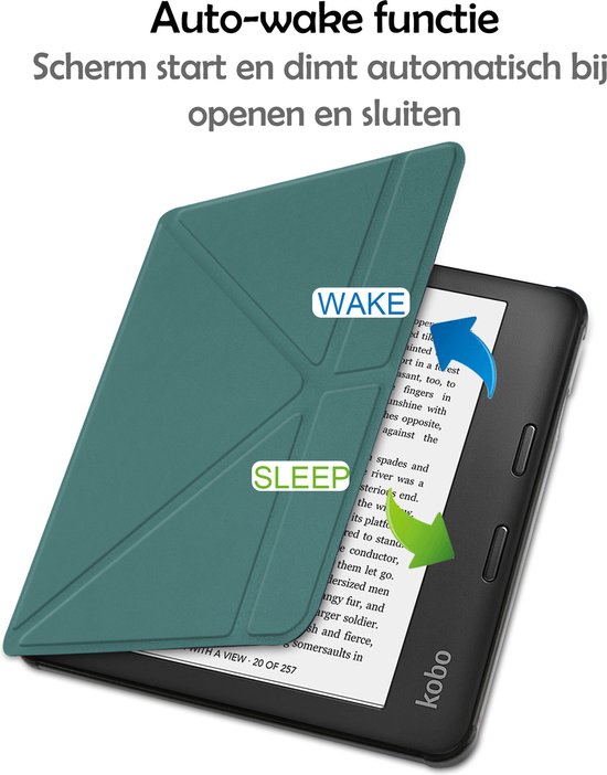 Hoesje Geschikt voor Kobo Sage Hoes Bescherm Hoesje Case Sleep Cover Trifold Met Screenprotector - Hoes Geschikt voor Kobo Sage Hoesje - Donkergroen van Hoesje  — afbeelding 4