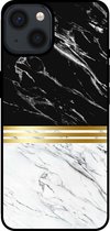 Smartphonica Telefoonhoesje voor iPhone 14 marmer look - backcover marmer hoesje - Zwart Wit / TPU / Back Cover geschikt voor Apple iPhone 14