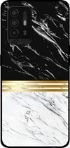 Smartphonica Telefoonhoesje voor OPPO A94 5G marmer look - backcover marmer hoesje - Zwart Wit / TPU / Back Cover geschikt voor Oppo A94 5G