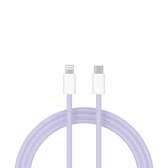 ShieldCase USB-C naar Lightning kabel geschikt voor Apple iPhone - oplaadkabel voor iPhone (1 Meter) - Geschikt als snellader en Datasynbchronisatie - Stevig gevlochten nylon materiaal (paars)