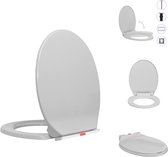 vidaXL Toiletbril - Ovaal - Polypropyleen - Lichtgrijs - 46 x 34 cm - Soft-close - Quick-release - Verstelbare breedte - Toiletbril