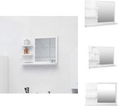 vidaXL Wandspiegel Hoogglans Wit - 60 x 10.5 x 45 cm - Spaanplaat en Acryl - Badkamerkast