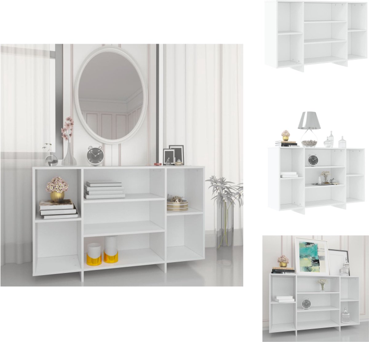 VidaXL Dressoir Eenvoudig Modern 120 x 30 x 75 cm Wit Bewerkt hout Montage vereist Keukenkast