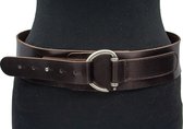 Thimbly Belts Dames afhangceintuur brons - dames riem - 5.5 cm breed - Brons - Echt Leer - Taille: 105cm - Totale lengte riem: 120cm