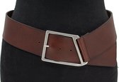 Thimbly Belts Brede rood bruine afhangriem - heren en dames riem - 6 cm breed - Rood Cognac - Echt Leer - Taille: 105cm - Totale lengte riem: 120cm