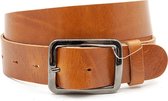 Thimbly Belts Stoere jeans riem cognac - heren en dames riem - 4 cm breed - Cognac - Echt Nerf Leer - Taille: 90cm - Totale lengte riem: 105cm