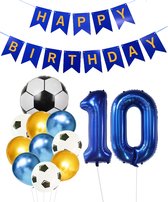 Cijfer Ballon 10 | Snoes Champions Voetbal Plus - Ballonnen Pakket | Blauw en Goud