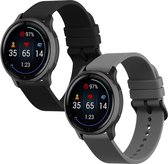 kwmobile 2x armband geschikt voor 20mm Smartwatch Strap (Universal) - Bandjes voor fitnesstracker in zwart / grijs